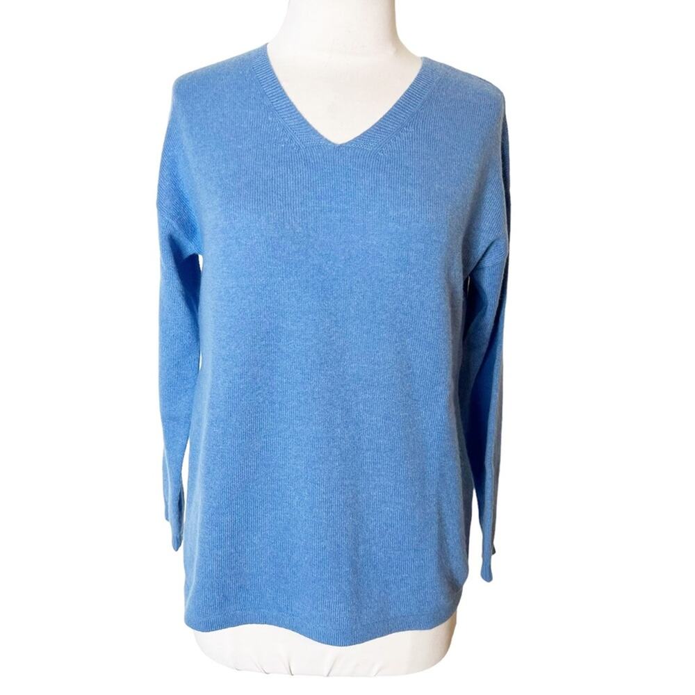 J. McLaughlin cashmere v neck sweater blue sz XS